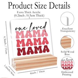Valentines Day Gifts for Mom,One Loved Mama Acrylic Plaque With Wooden Stand Sign for Home Desk Table Decor,Mother's Day Gift Birthday Gifts for Mom Women