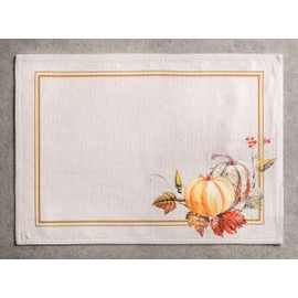 Maison d' Hermine Placemat 100% Cotton Decorative Placemats Washable Cloth Placemats, Home, Wedding, Restaurant, Party & Camping, Potiron - Thanksgiving/Christmas (Set of 4)