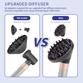 Upgraded Diffuser for Dyson Airwrap Styler HS05 HS01, Converting for Dyson Airwrap to Hair Dryer Diffuser Attachment, Diffuser Nozzle Attachment for Dyson for Airwrap (Grey)