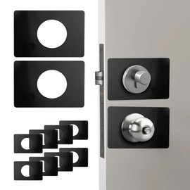 KEJJNYER 10 Pack Door Reinforcement Plate Black, Door Handle Fixing Cover Backplate, Stainless Steel Black Door Knob Repair Plate