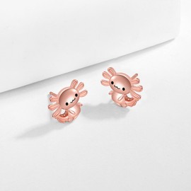 Axolotl Earrings for Womens 925 Sterling Silver Rose Gold Axolotl Stud Earrings Hypoallergenic Cute Axolotl Gifts Animal Jewelry Gifts for Women