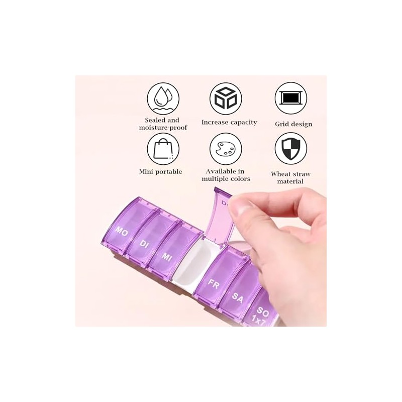 5 x 7-day pill box, small pill box with compartments,
