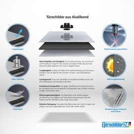 Türschilder24 Aluminium Dibond Door Sign 120 x 120 x 3 mm Direction Arrow 100% Made in Germany