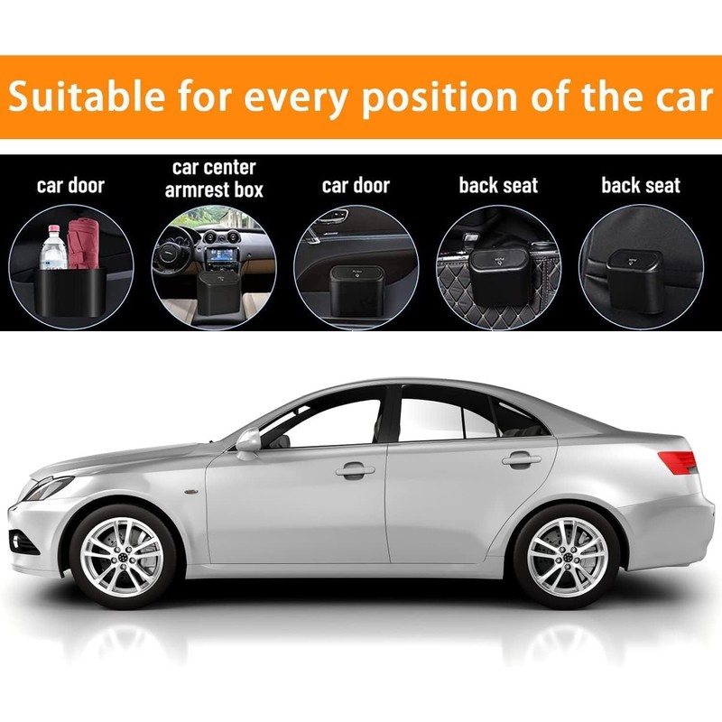 Car Trash Can, 2 Mini Car Accessories with Lid and