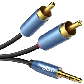 MillSO RCA to 3.5mm (6 Feet) AUX Adapter Cable 3.5 mm to RCA 2-Male Headphone Jack Splitter Premium Stereo Audio Cord for Connects a Smartphone, Tablet, or MP3 Player to a Speaker - Spphire Blue