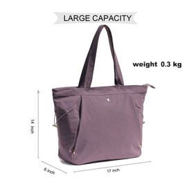 ESVAN Yoga Tote Bag for Women Shoulder Bags Drawstring for Office Workout Travel Carryall Pilates Gym and Beach (Light purple)