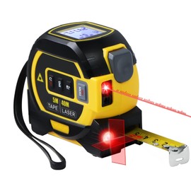 4-in-1 Laser Tape Measure with Laser Level Crosshairs | 130ft/40m Laser Distance + 16ft/5m AutoLock Tape | Backlit LCD Display (Ft/Inch/M/mm & Fractions) | for DIY, Construction, Interior Design