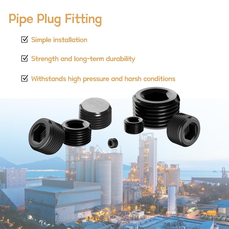 zDwfDc 65PCS 6 Size Black Carbon Steel NPT Pipe Fittings,