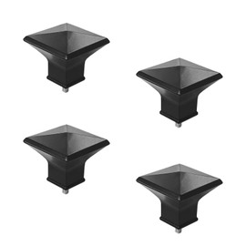 Kowibcl Finials For Curtain Rods, 4 Pcs Plastic Curtain Rod Finials for 5/8 Inch Dia Rod,Drapery Rod Finials of Square Design,M5 Thread Dia(Black)