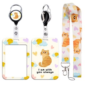 BKBKAAK Cute Lanyard Cat ID Badge Holder Keychain Neck Lanyard with Retractable Reel Clip for women Keys Office School Travel