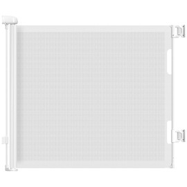 HAMOPY Retractable Baby Gate, 33" Tall, Extends up to 55" Wide, Durable Auto-Lock Baby Gate for Stairs, Mesh Dog Gate and Child Safety Gates for Doorways, Hallways, Indoor, Outdoor(White)