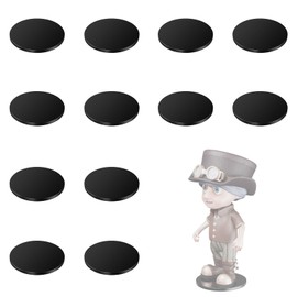 Cosmos 12 Pcs Acrylic Action Figure Stand Base Round Miniature Bases Mini Doll Model Display Holder Accessories for Figures, Dolls, Small Collectibles (Solid Black, 35mm)