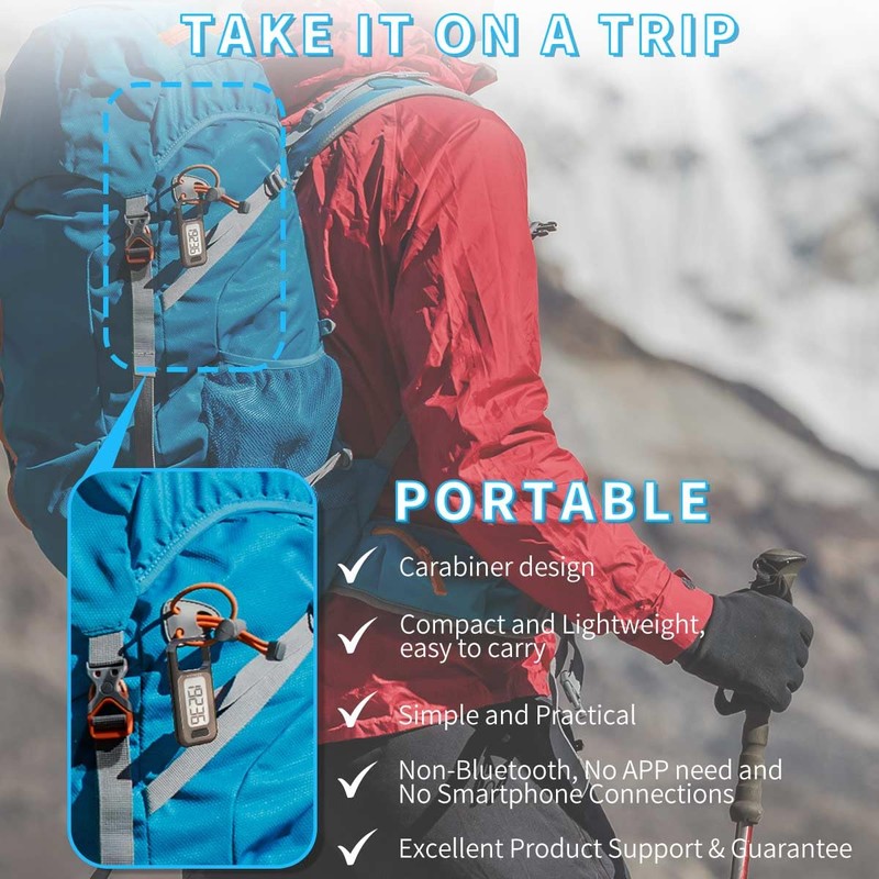 Simple Walking 3D Pedometer, Portable Carabiner Step Counter, Steps Tracker