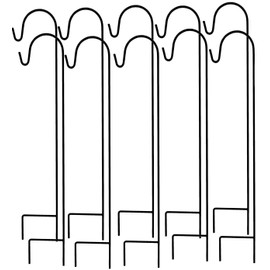 Ashman Shepherds Hook 10 Pack Black, 35 Inches Tall, Made of Premium Metal for Hanging Solar Light, Bird Feeders, Mason Jars, Garden Stake and Wedding Decor