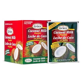 Grace Coconut Milk Powder 1.76oz - 12 Pack - Leche de Coco en Polvo - Caribbean Powdered Coconut Milk - No Preservatives, No Refrigeration - Just Add Water - Milk Substitute - Coffee Creamer