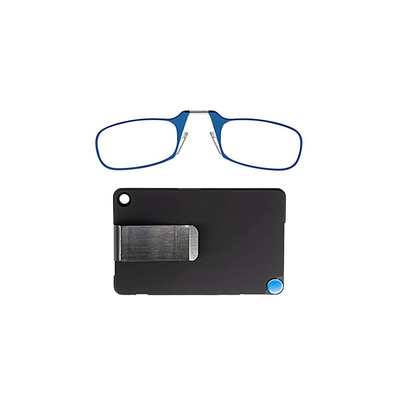 ThinOptics Stainless Steel Slim Wallet with Readers/Reading Glasses Rectangular, Black,