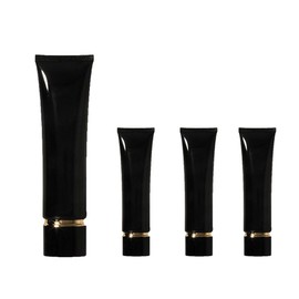 Aspire 4 Pack 1.7 OZ/50 ML Empty Black Plastic Squeeze Tubes Cosmetic Containers with Screw Cap
