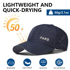 AYPOW 2 Pieces Quick-Drying Baseball Cap Men Women Sun Protection Baseball Cap with Reflective Brim Unisex Lightweight Peaked Cap Adjustable Snapback Caps Golf Running Tennis Cap Summer Outdoor, Dark