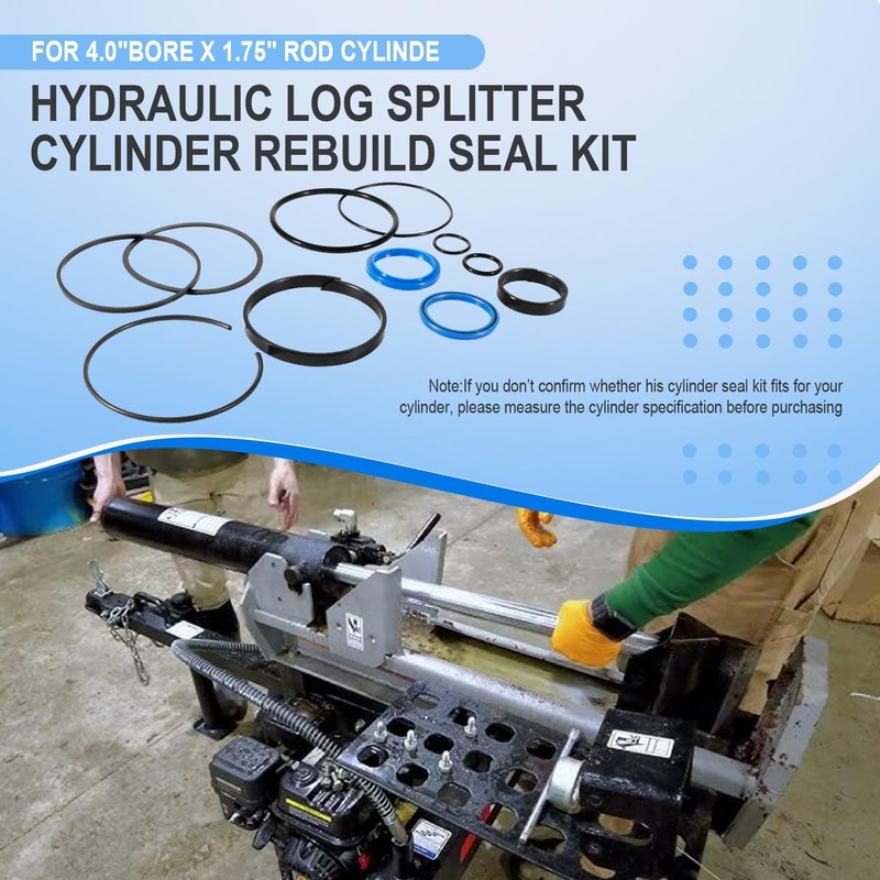 Hydraulic Log Splitter Cylinder Rebuild Seal Kit Fits for 4.0"Bore