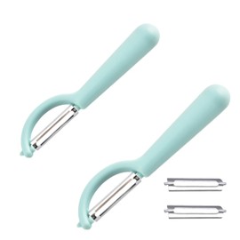 Pack of 2 Peeler Tupper with 2 Replacement Blades for Tupperware Peeler, Potato Peeler, Best Simple Stainless Steel Kitchen Helper, Handy Left-Handed Kitchen Asparagus Vegetables Hikeen Julienne for