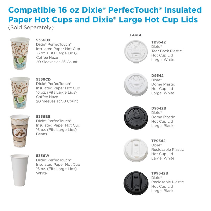Dixie PerfecTouch Insulated Paper Hot Cup, 16oz, Coffee Haze Design,
