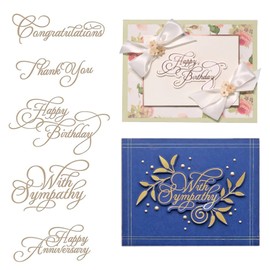 Briartw 5pcs/Set Word Hot Foil Plate Happy Birthday Thank You Congratulations with Sympathy Happy Anniversary for DIY Scrapbooking Embossing Cards Crafts