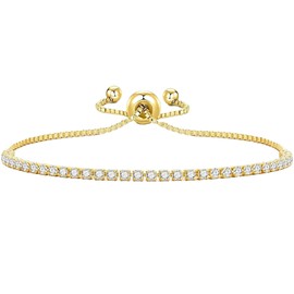 Gold Bracelet for Women,Ladies Gold Bracelets,Adjustable Golden Tennis Bracelet,Women's Beaded Delicate Braclet,Select Square Stacking Yellow Multi Zirconia Charm Jewellery Bangles Chain,for Women