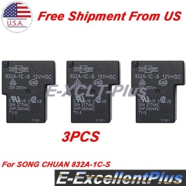 Unbranded 3PCS Power Relay 832A1CS For SONG CHUAN 832A-1C-S 20A 277VAC 12VD 5-Pins