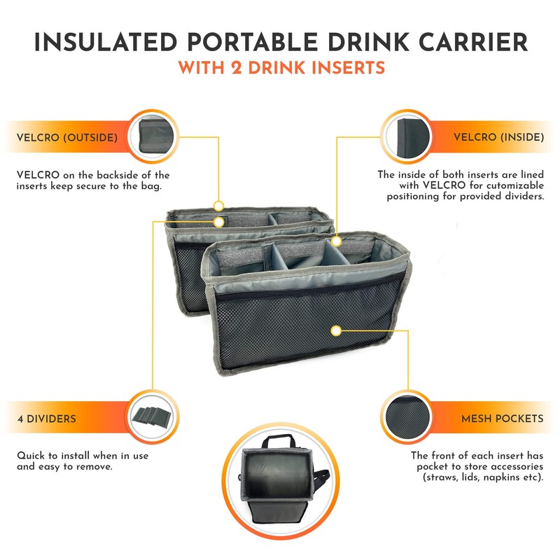 Drink Caddy Insulated Portable Drink Carrier Reusable Coffee Cup Holder