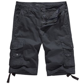 WenVen Men's Cotton Twill Cargo Shorts Outdoor Wear Lightweight (No.4 Charcoal,44)