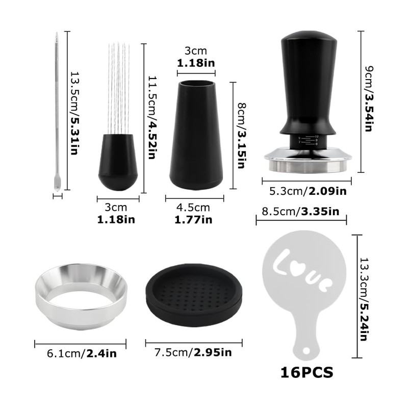 51mm Espresso Tool Kit, Spring-Loaded Tamper, WDT Tool & Dosing