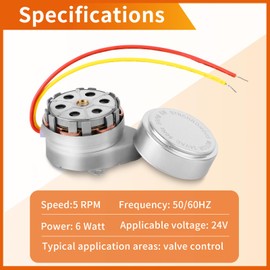 ECHASL 802360JA Zone Valve Motor Replacement, Fits Honeywell V8043/V8044 Solenoid, 24V, 50/60Hz, 5W, 6/5 RPM, Silver