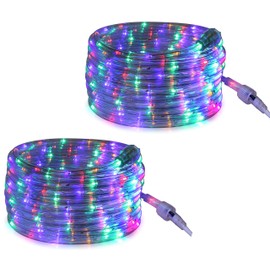 Tupkee LED Rope Light Multi-Color - 24 Feet (7.3 m), for Indoor and Outdoor use - 10MM Diameter - 144 LED Long Life Bulbs Rope Tube Lights - Pack of 2
