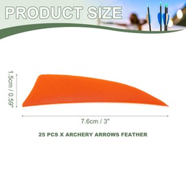 YELARXI Arrow Vanes Turkey Archery Arrows Feather Fletching, 3 Inch Right Wing Fit for Hunting Target Shooting (25Pcs Orange)