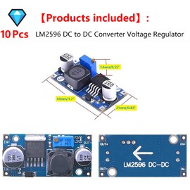 WWZMDiB LM2596 Voltage Regulator DC to DC Converter 3.2-35V to 1.25-30V Buck Converter (10Pcs)