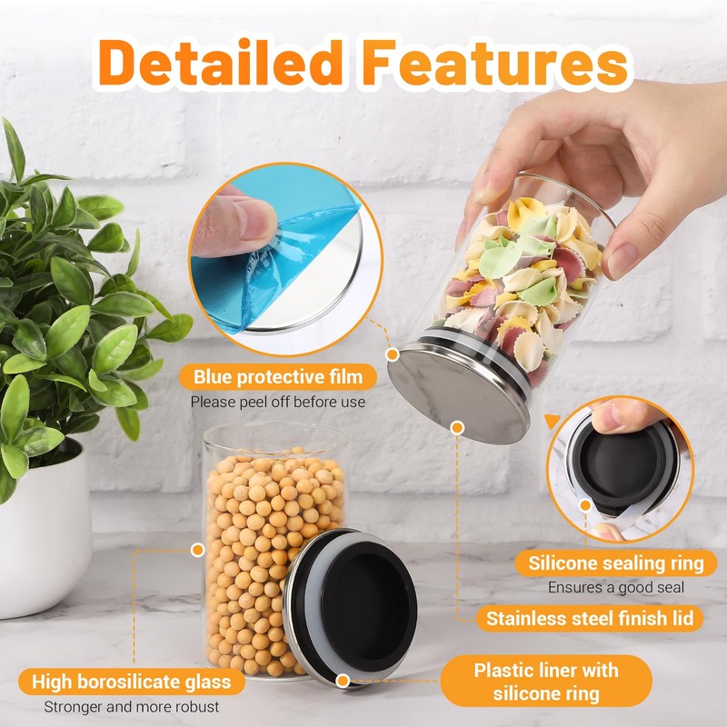 Kimqi 8.5oz Glass Jars Set of 4, 250ml Small Round