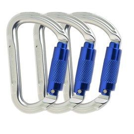 Mountain Climbing Carabiner, Auto-Lock, HMS Carabiner, Key Lock Carabiner, 30KN CE Certified, Twist Lock (Quick Lock) Included, Fall Prevention, Wire Diameter 0.6 inches (14.0 mm) x 114, 3-Piece Set