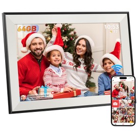 Hesmor 64GB Frameo Digital Photo Frame WiFi 10.1 Inch, 1280x800 IPS LCD Touchscreen, Auto-Rotate and Audio, Share Photos or Videos via the Frameo App Anywhere, Electronic Photo Frame Black & White