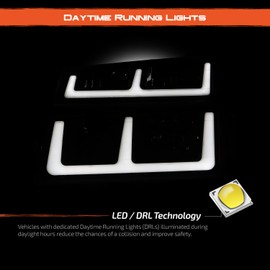 AKKON - Fits 2004-2012 Chevy Colorado/GMC Canyon 06-08 Isuzu i-Series Black Headlights Pair w/LED Tube DRL