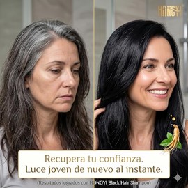 Black Hair Dye Shampoo 3 en 1, Tinte para Cubrir Canas para Hombres y Mujeres, Cobertura Instantánea con Esencia Herbal, Negro, 500ml