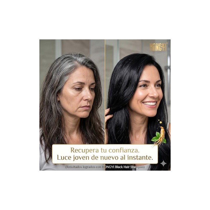 Black Hair Dye Shampoo 3 en 1, Tinte para Cubrir
