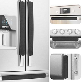 Refrigerator Door Handle Covers, Set of 6, Handle Covers for Fridge and Microwave Oven, Minimalist, Innovative, Keep Your Kitchen Appliance Clean from Smudges, Drips, Food Stains, Oil (Black)