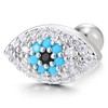 Evil Eye Protection Stud Earrings with Pave Cubic Zirconia, Screw