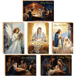 Cholemy 36 Sets Religious Nativity Christmas Cards with Envelopes Christmas Cards Bulk Assorted Xmas Greeting Cards Happy Holidays Card for Christmas Holiday Party, 6 x 4 Inches, 6 Styles
