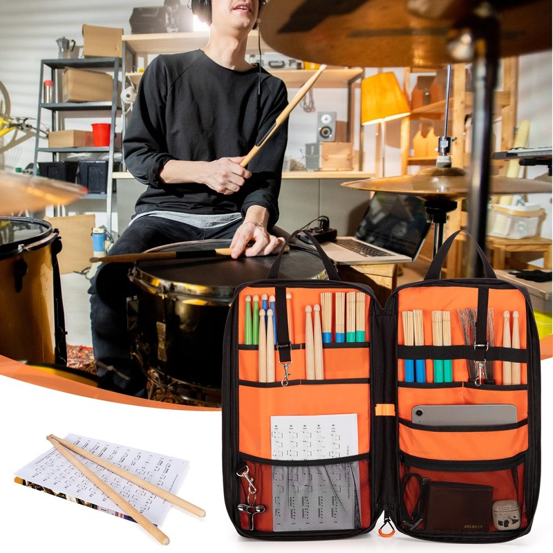 Damero Drumstick Bag, Drumstick Mallet Bag with Detachable Shoulder Strap,