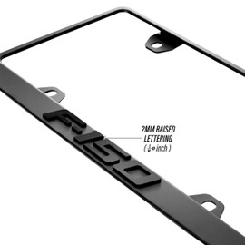 F150 License Plate Frame – Stealth Black Powder Coat UV Resistant Rust-Proof Steel Plate Holder - One Piece - Compatible with 1975-2025 F-150 Pickup Truck (3D Raised Letters with MOUNTING Hardware)