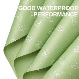 RUSPEPA 20 Sheets Flower Wrapping Paper, Love Waterproof Floral Bouquet Wrapping Paper, Florist Supplies Packaging for Birthday, Wedding and DIY Crafts, Green