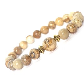 Vintage-Armband für Damen aus goldfarbenem Metall und braunem Jaspis