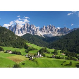 BELECO 7x5ft Fabric Outdoor Nature Mountain Photography Background European Alps Backdrop Dolomites Swiss Mountains Forest Scenic Green Hills Village Photo Backdrop Video Studio Photo Booth Props