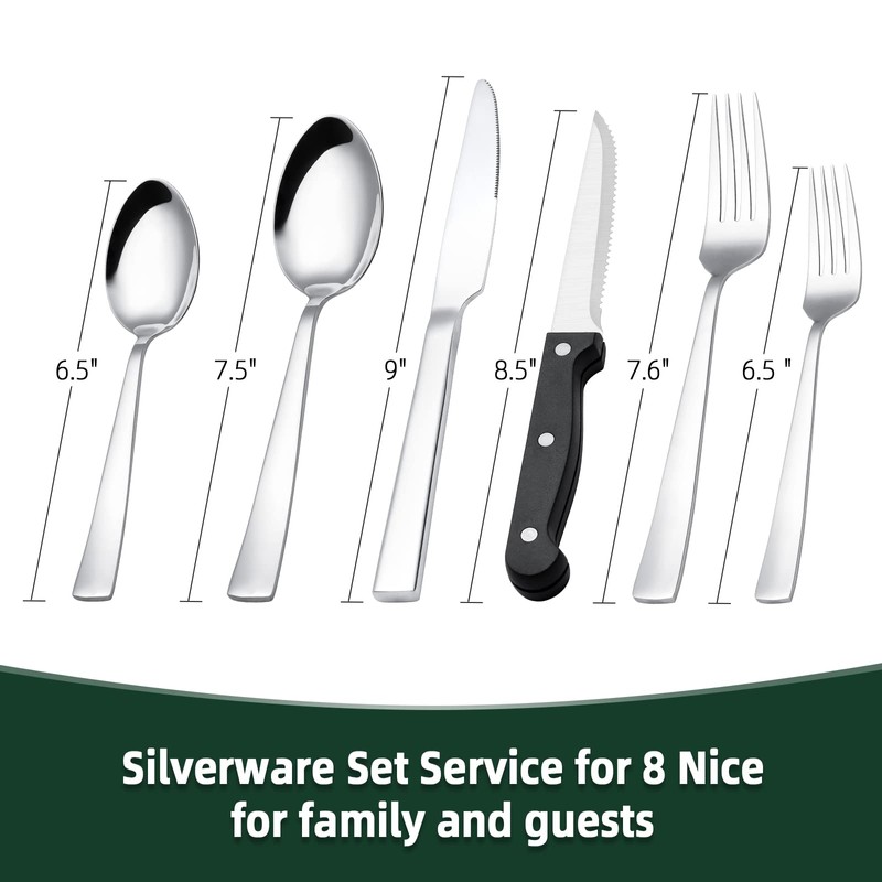 48-Piece Silverware Set, CEKEE Stainless Steel Flatware Set for 8